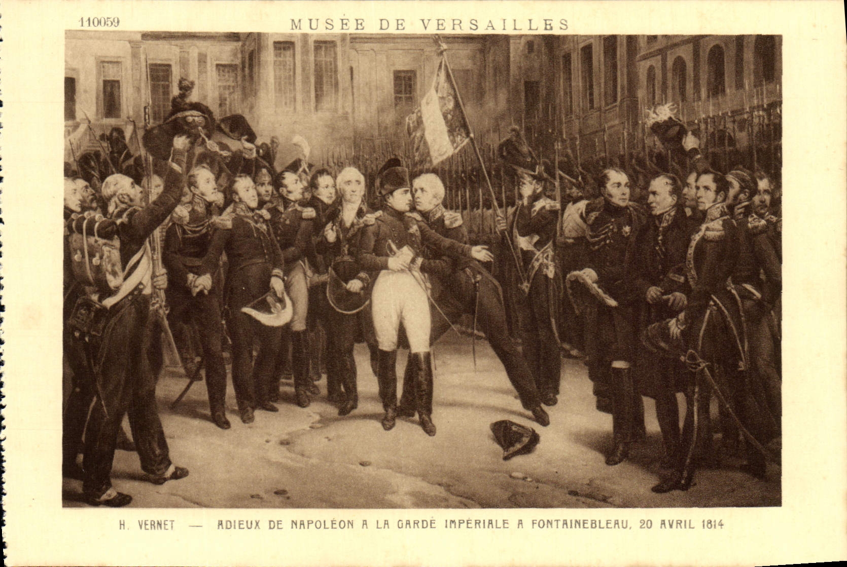 VINTAGE POSTCARD Musee Of Versailles Vernet Adieux of Napoleon to the Imperial Guard has Fontainebleau