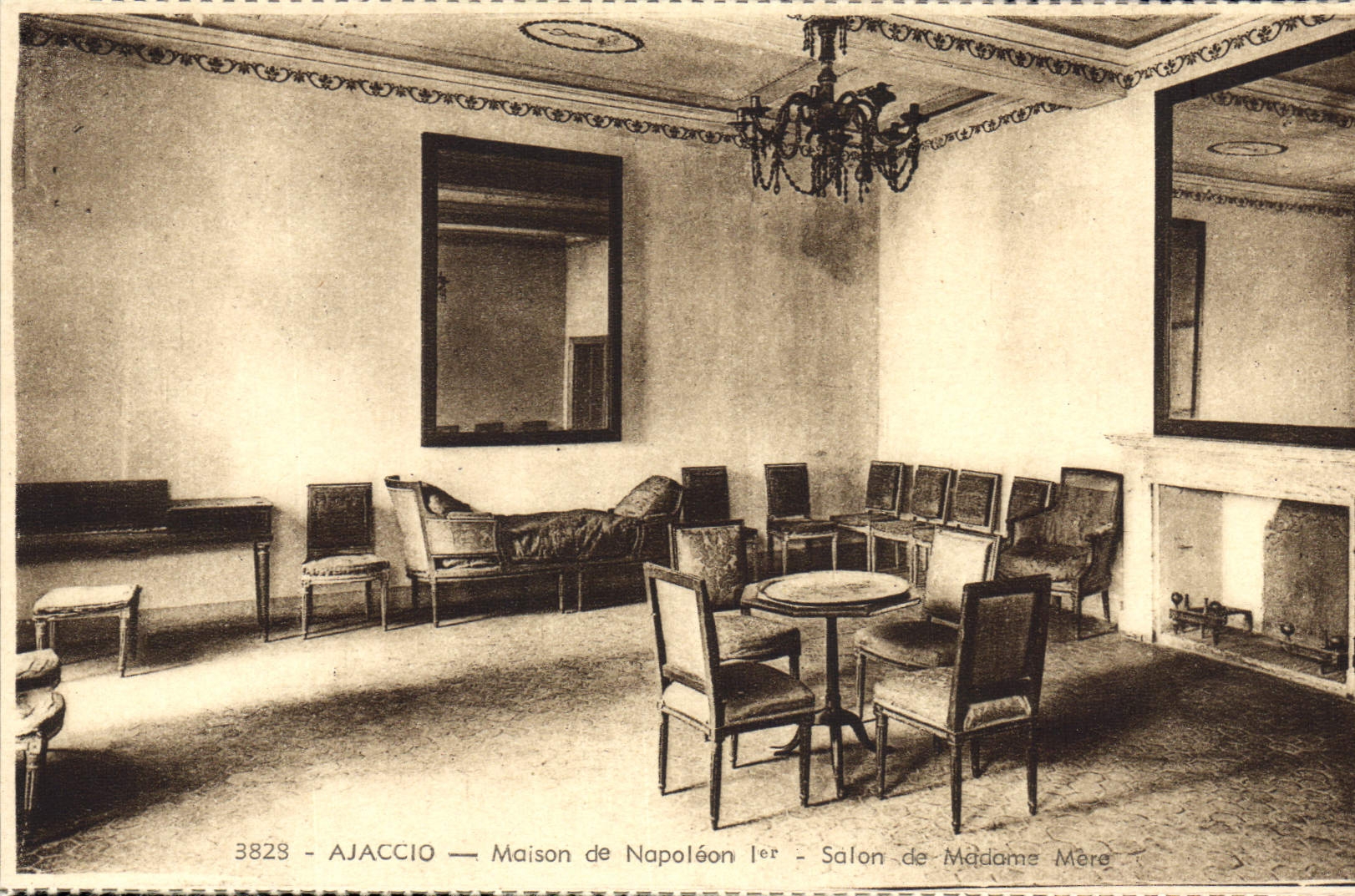 VINTAGE POSTCARD Ajaccio House Of Napoleon 1st Living room of Mrs Mere