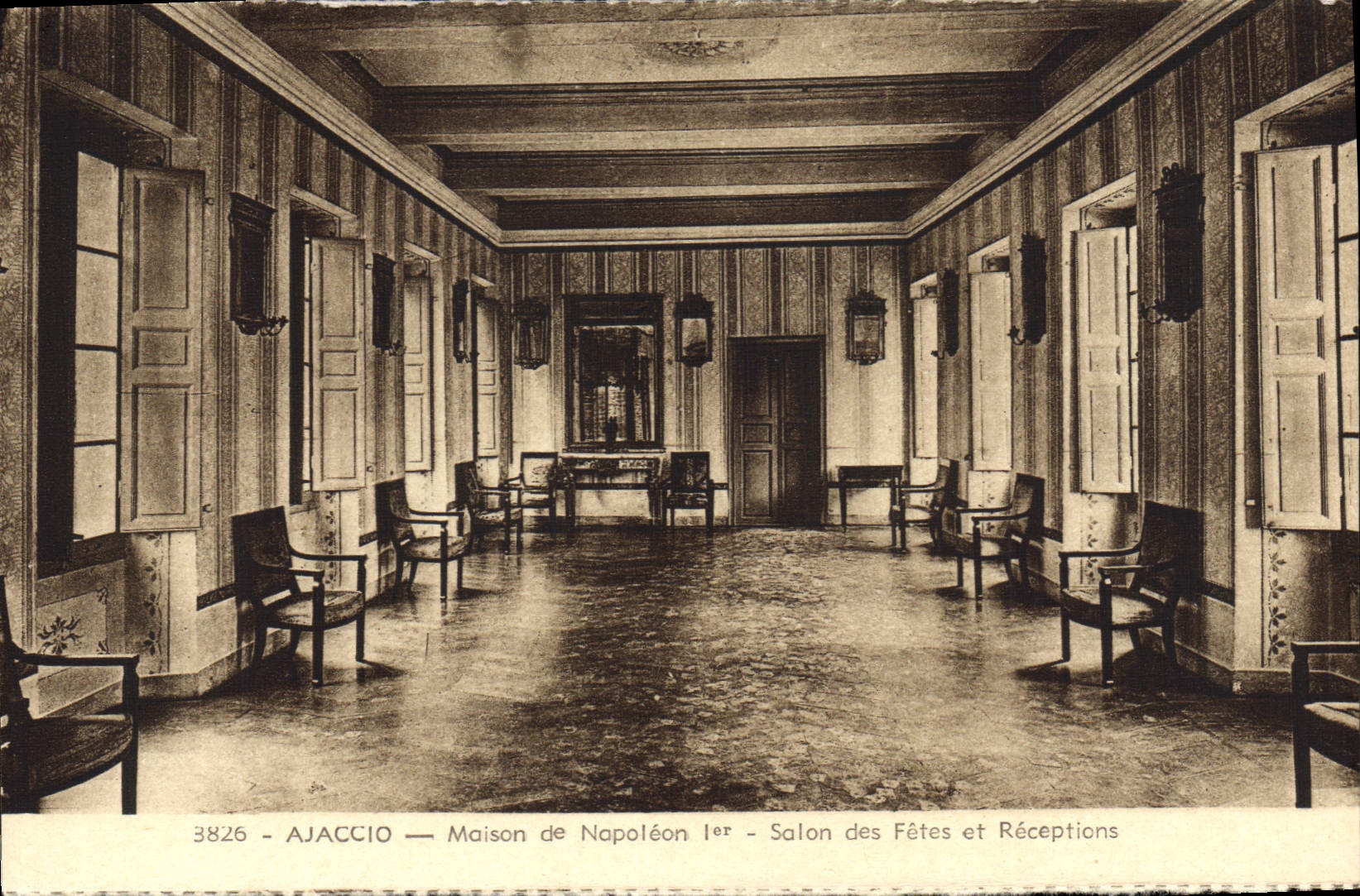 VINTAGE POSTCARD Ajaccio House Of Napoleon 1st Living room of the festivals and receptions