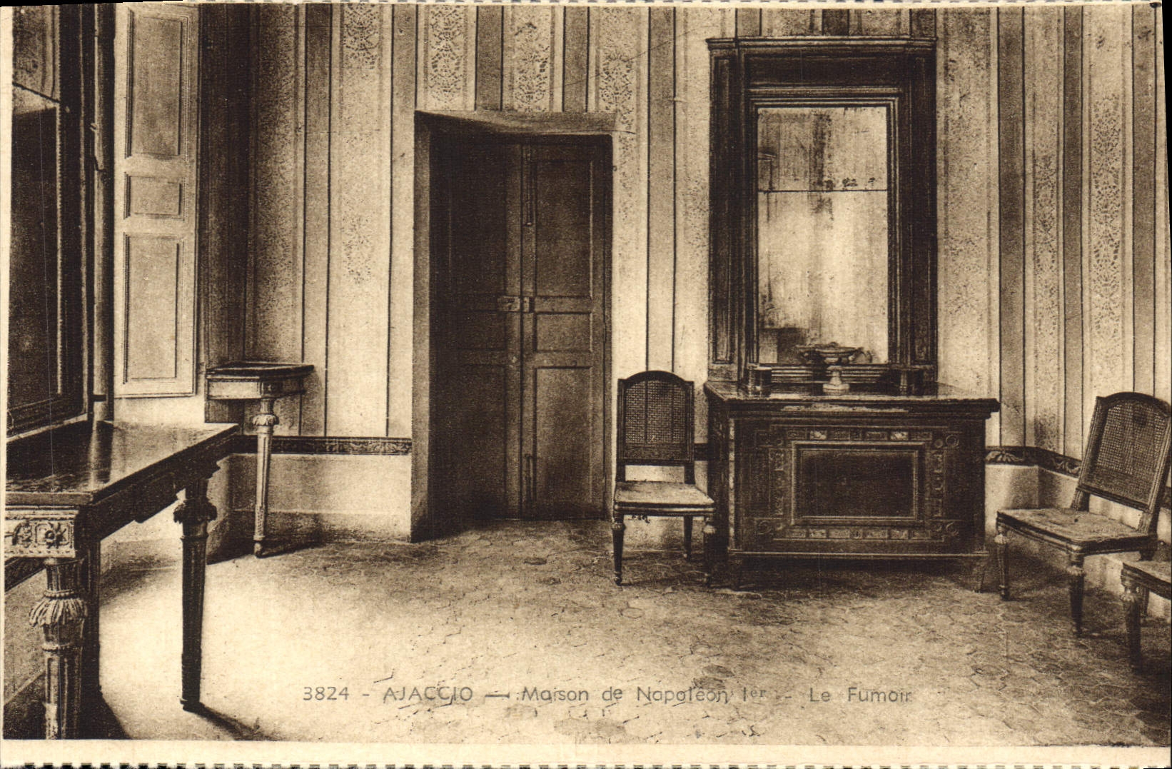 VINTAGE POSTCARD Ajaccio House Of Napoleon the 1st smoking-room