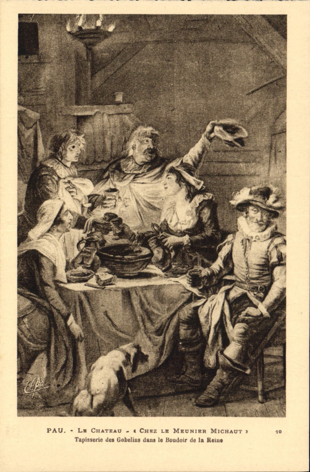 POSTAL Pau de la VENDIMIA el castillo en la tapicería de Miller Michaut de los Goblins en el gabinete de señora de la reina