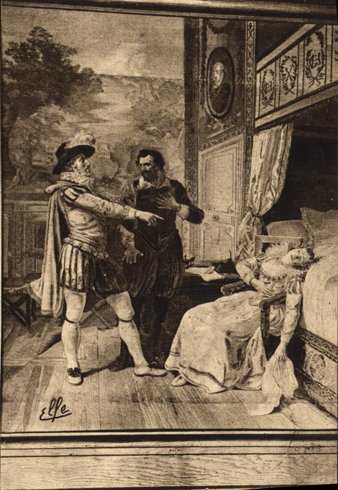 Tapicería de Pau de la POSTAL de la VENDIMIA del castillo Fainding del d Estree de Gabrielle