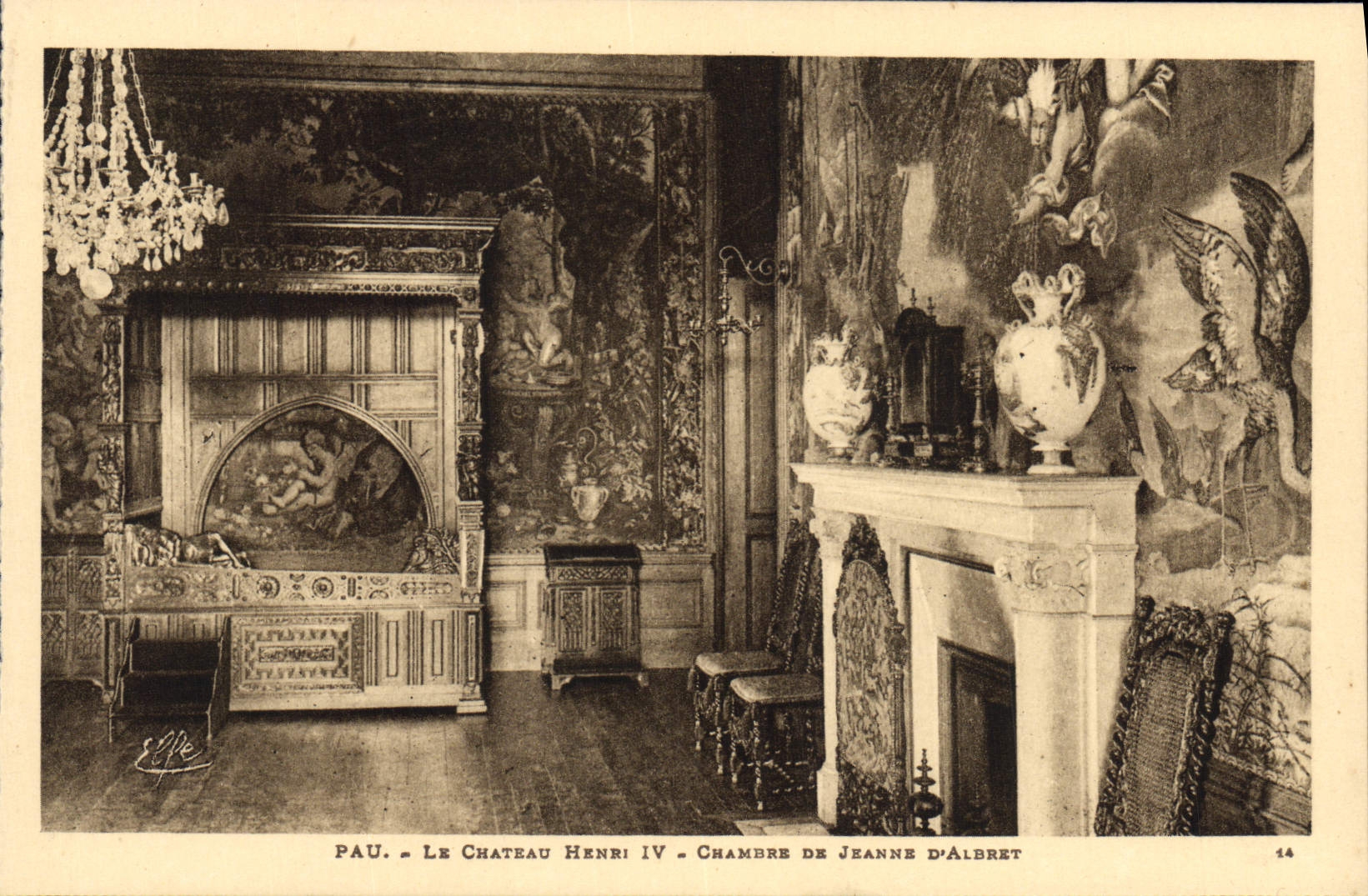 POSTAL Pau de la VENDIMIA el cuarto de Enrique IV del castillo del d Albret de Jeanne