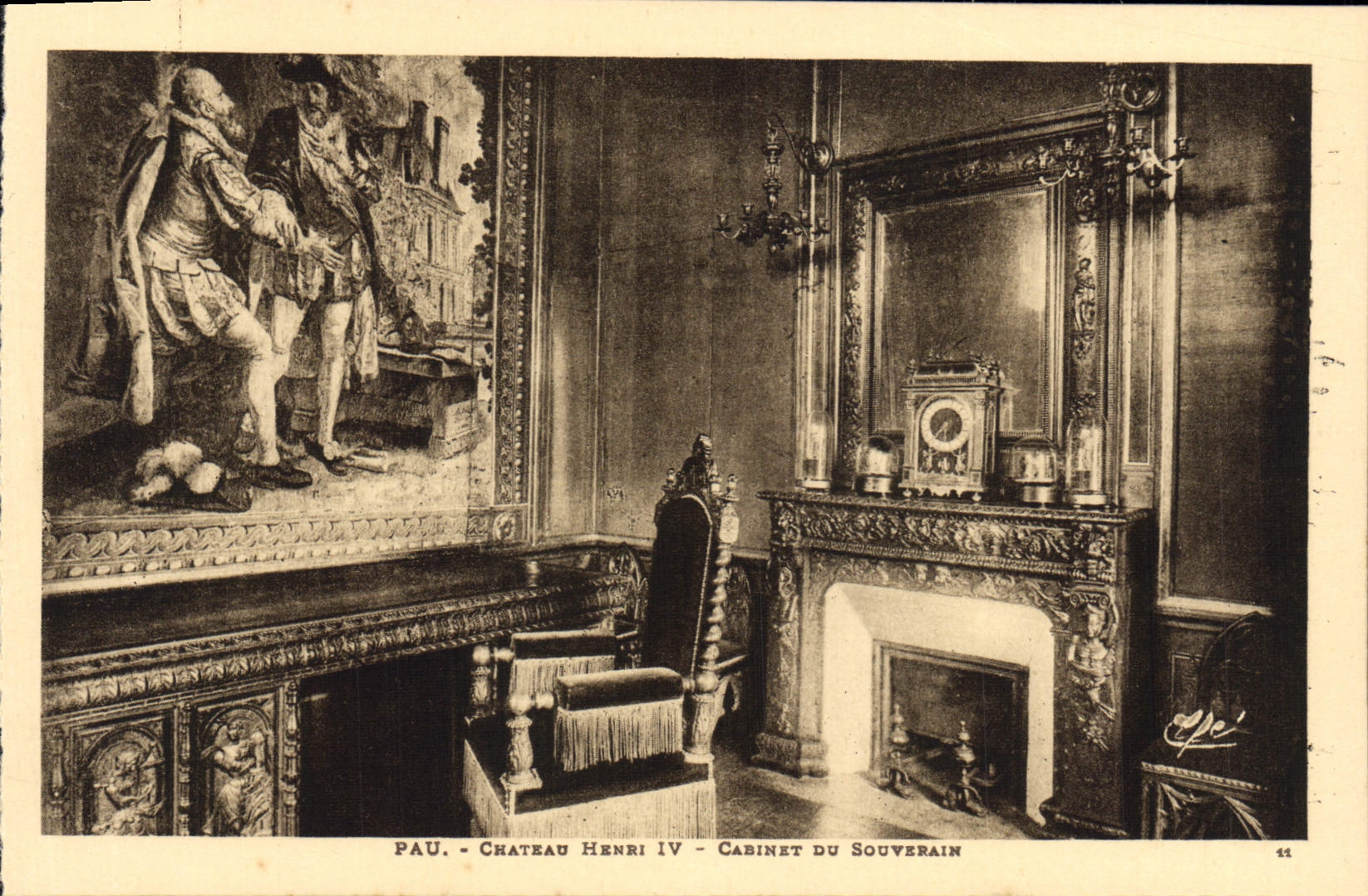 Gabinete de Enrique IV del castillo de Pau de la POSTAL de la VENDIMIA del Sovereign