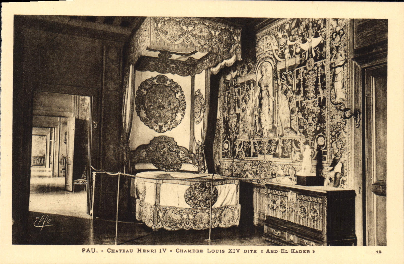 Sitio Louis XIV de Enrique IV del castillo de Pau de la POSTAL de la VENDIMIA conocido como EL Kader de Abd