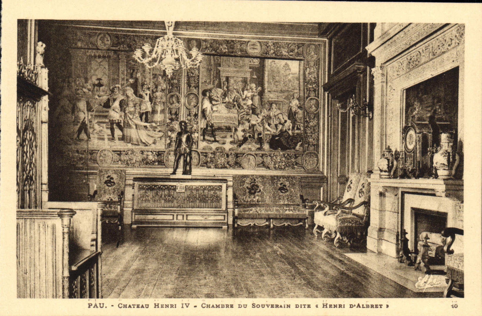 Sitio de Enrique IV del castillo de Pau de la POSTAL de la VENDIMIA del sovereign conocido como d Albret de Enrique