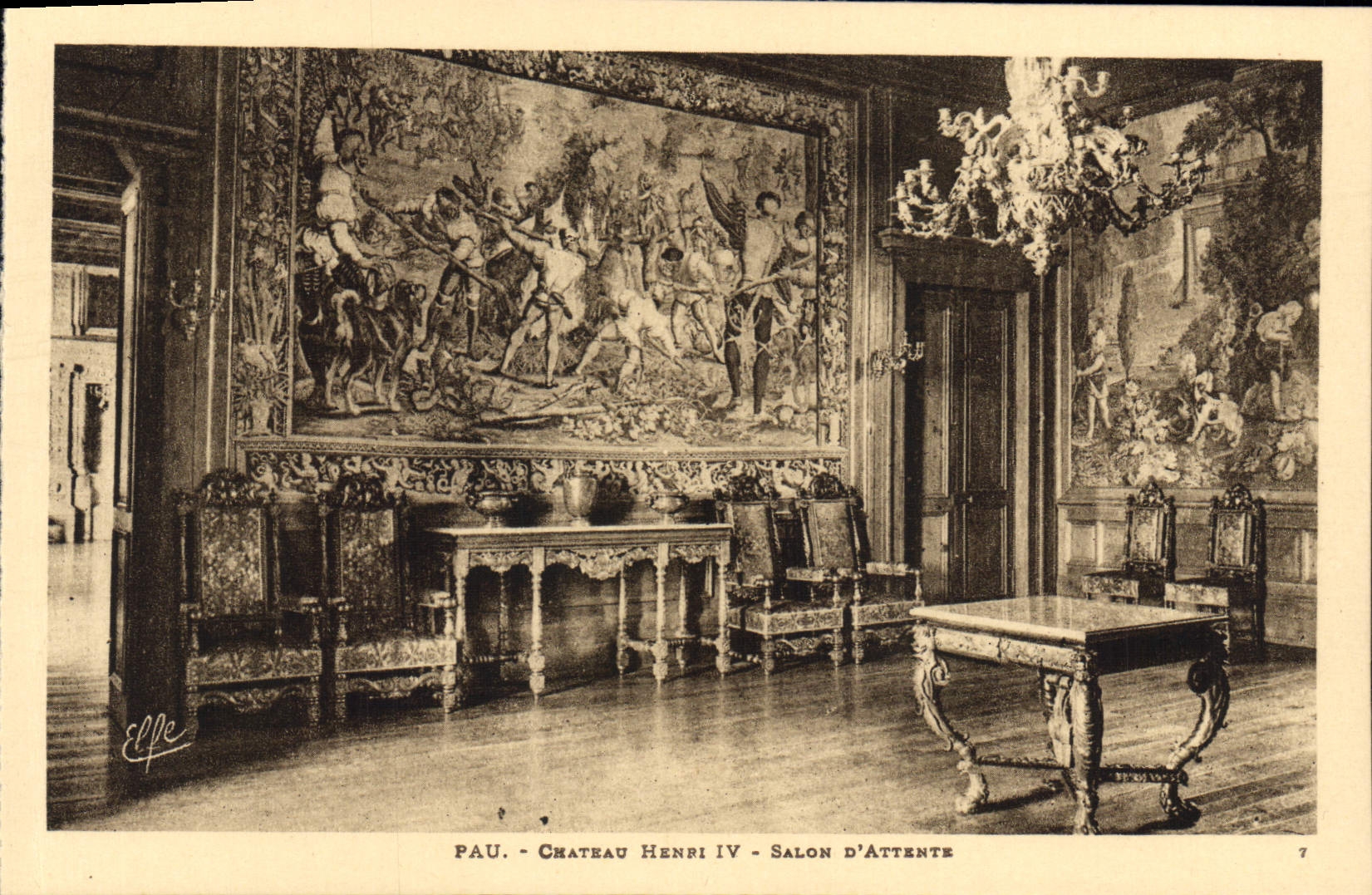 Sala de espera de Enrique IV del castillo de Pau de la POSTAL de la VENDIMIA