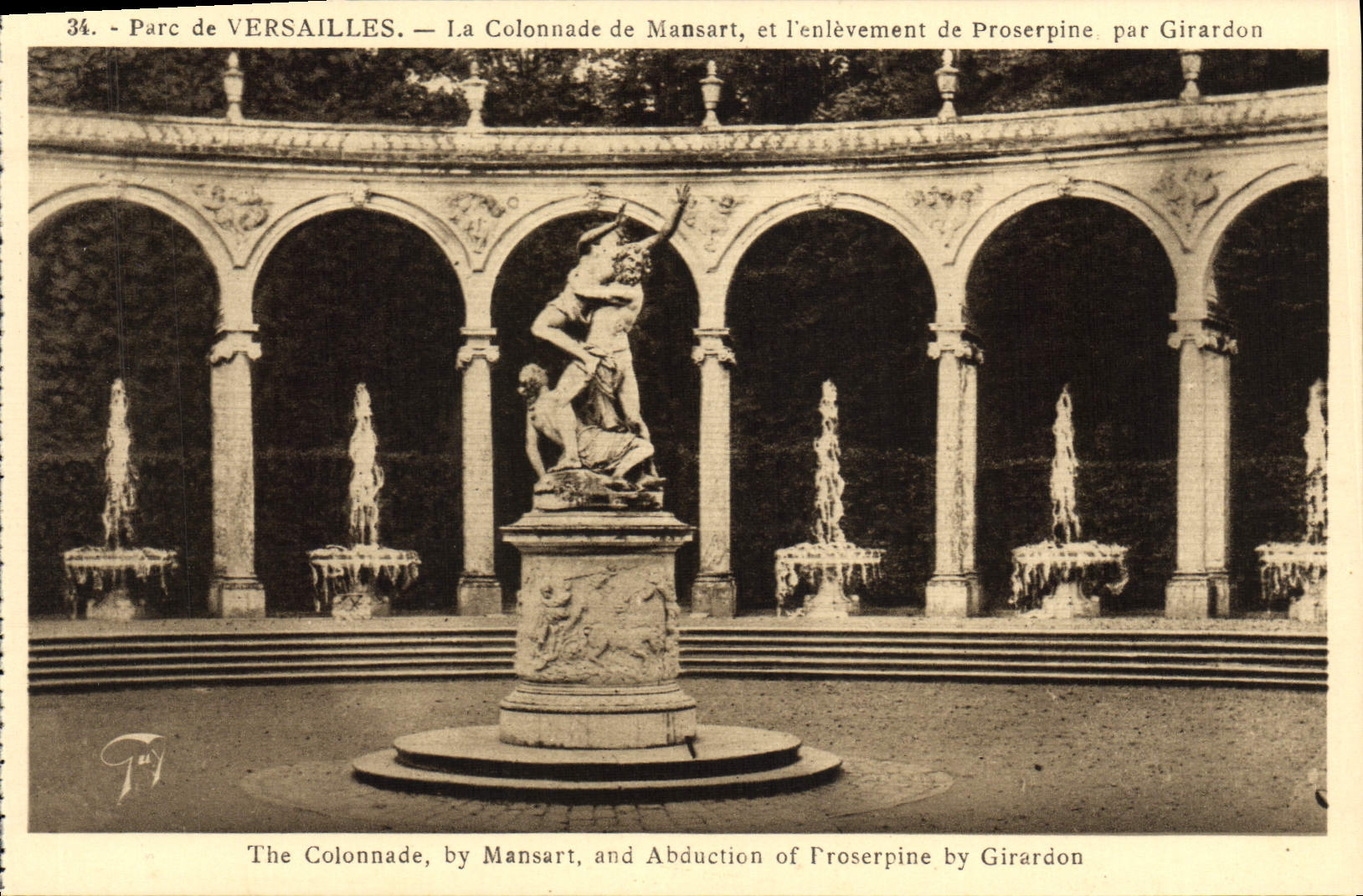 CPA Versailles La Colonnade De Mansart et l'enlevement de Proserpine par Girardon