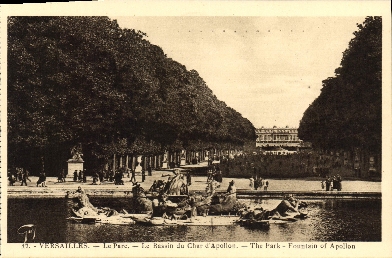 POSTAL Versalles de la VENDIMIA el parque el lavabo del tanque de Apolo