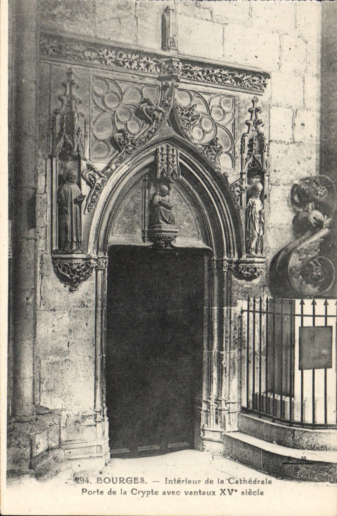 VINTAGE POSTCARD Bourges Interieur Of the Cathedral Carries crypt with casements