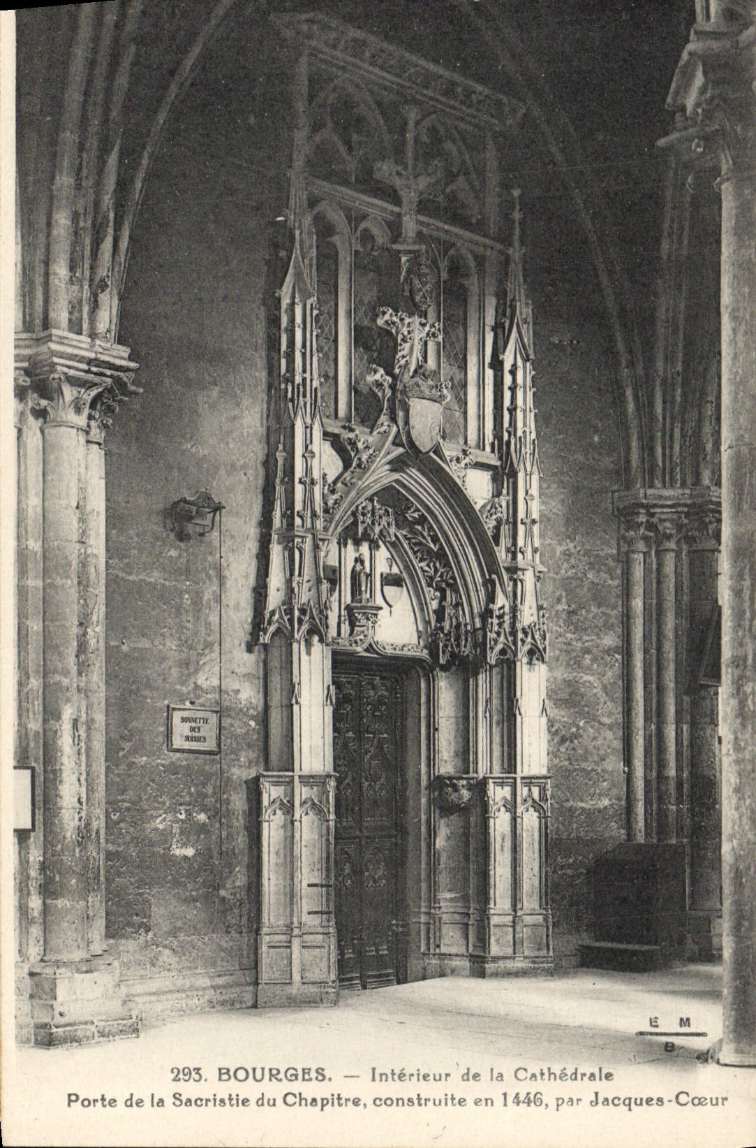 VINTAGE POSTCARD Bourges Interieur Of the Cathedral Carries Sacristy of the Chapter