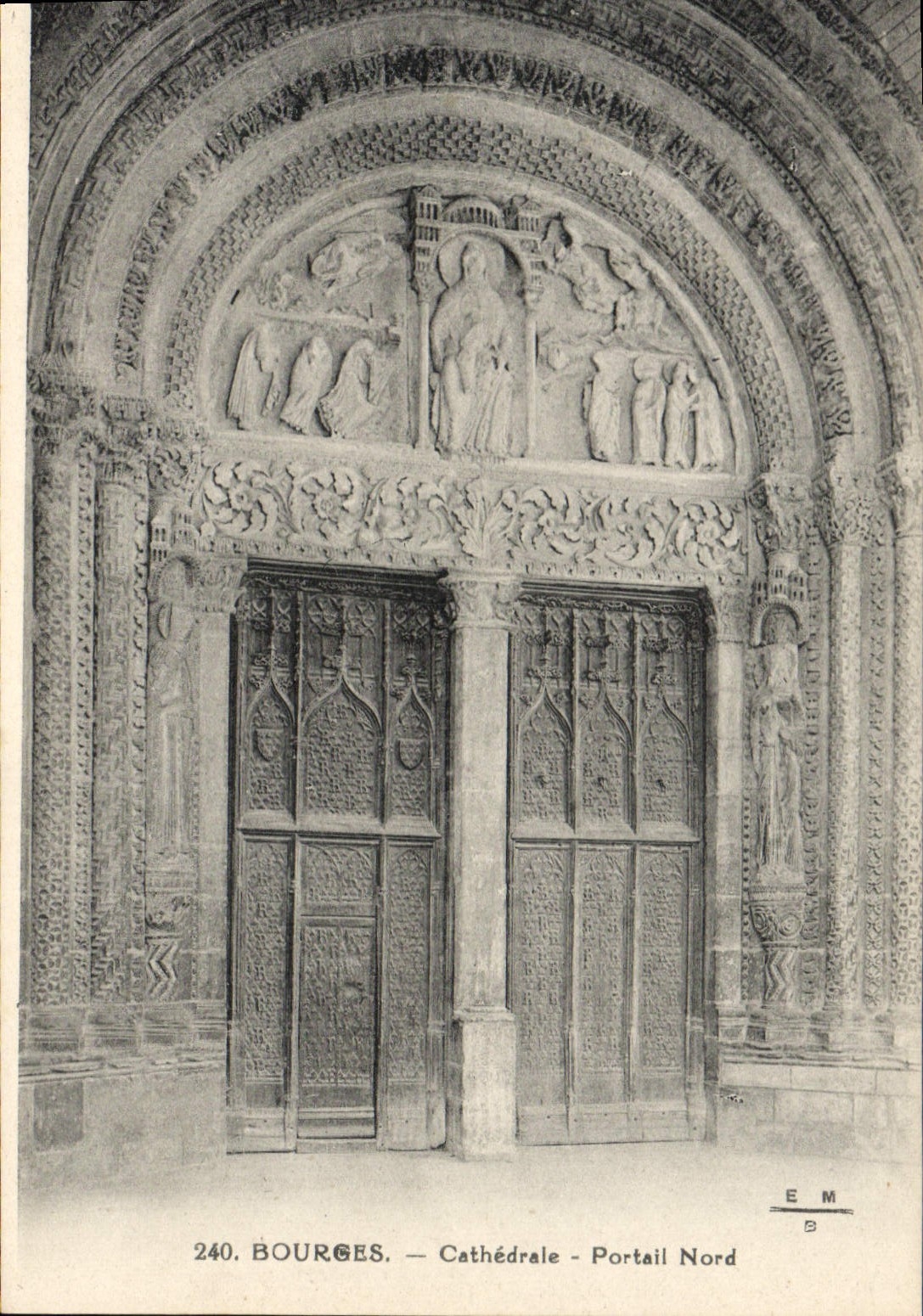 VINTAGE POSTCARD Bourges Northern Cathedral Gate