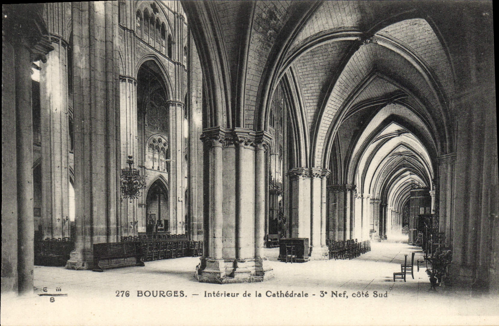 VINTAGE POSTCARD Interior Bourges Of the Cathedral 3rd Nave
