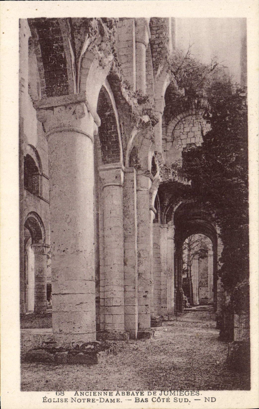 VINTAGE POSTCARD Old Abbey De Jumieges Low Notre Dame Church Southern part