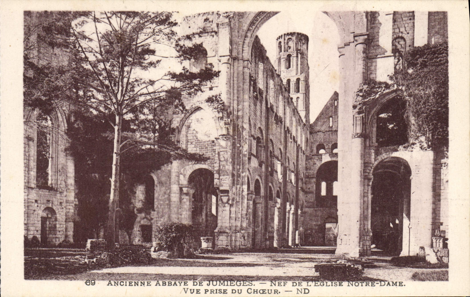 VINTAGE POSTCARD Old Abbey De Jumieges Seen from of the chorus