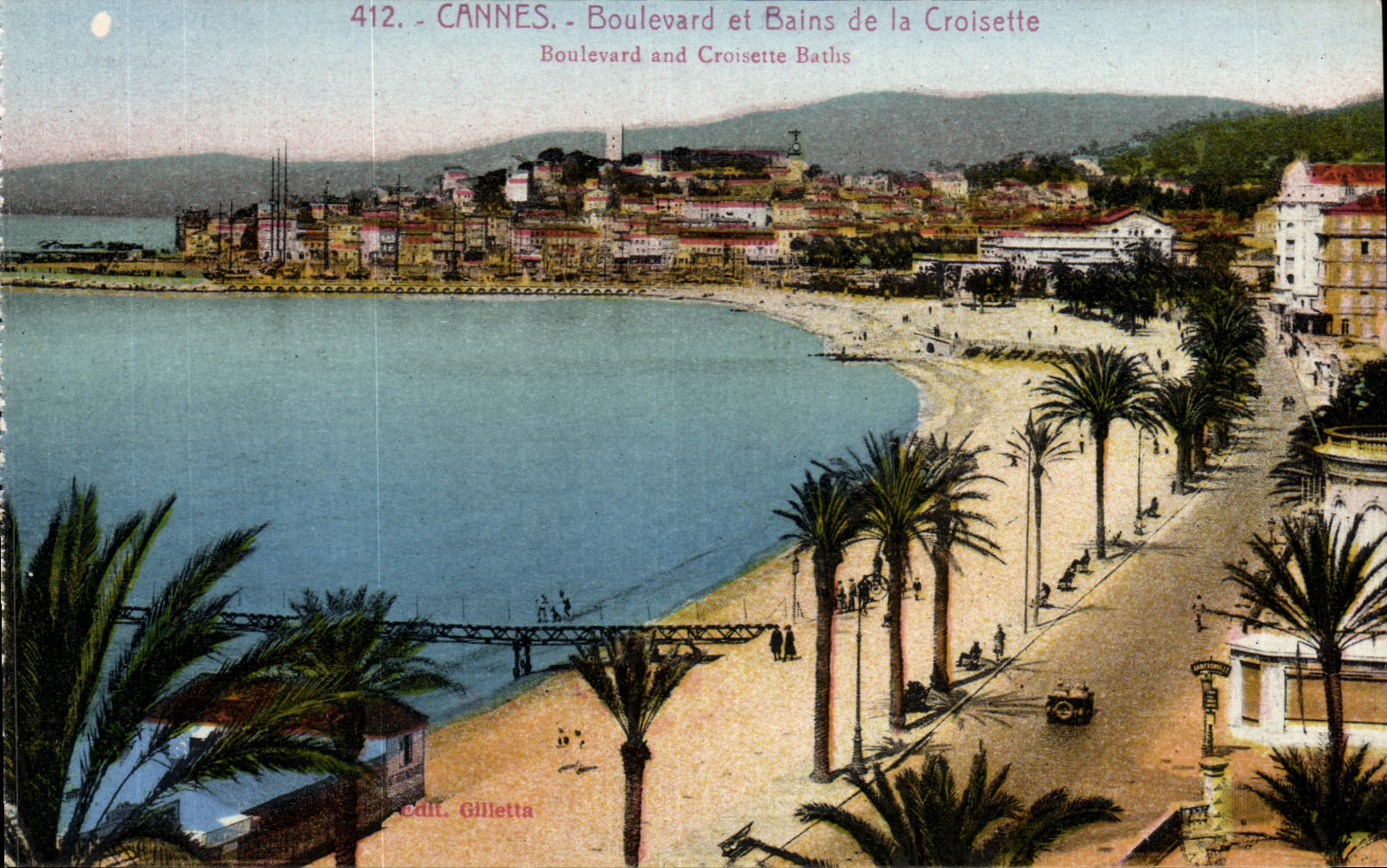 VINTAGE POSTCARD Cannes Boulevard And Baths Of the Small cross