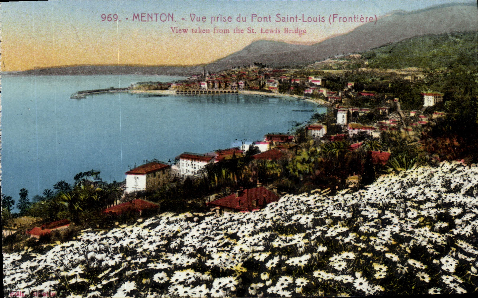 VINTAGE POSTCARD Menton Seen from Of the Bridge Saint Louis