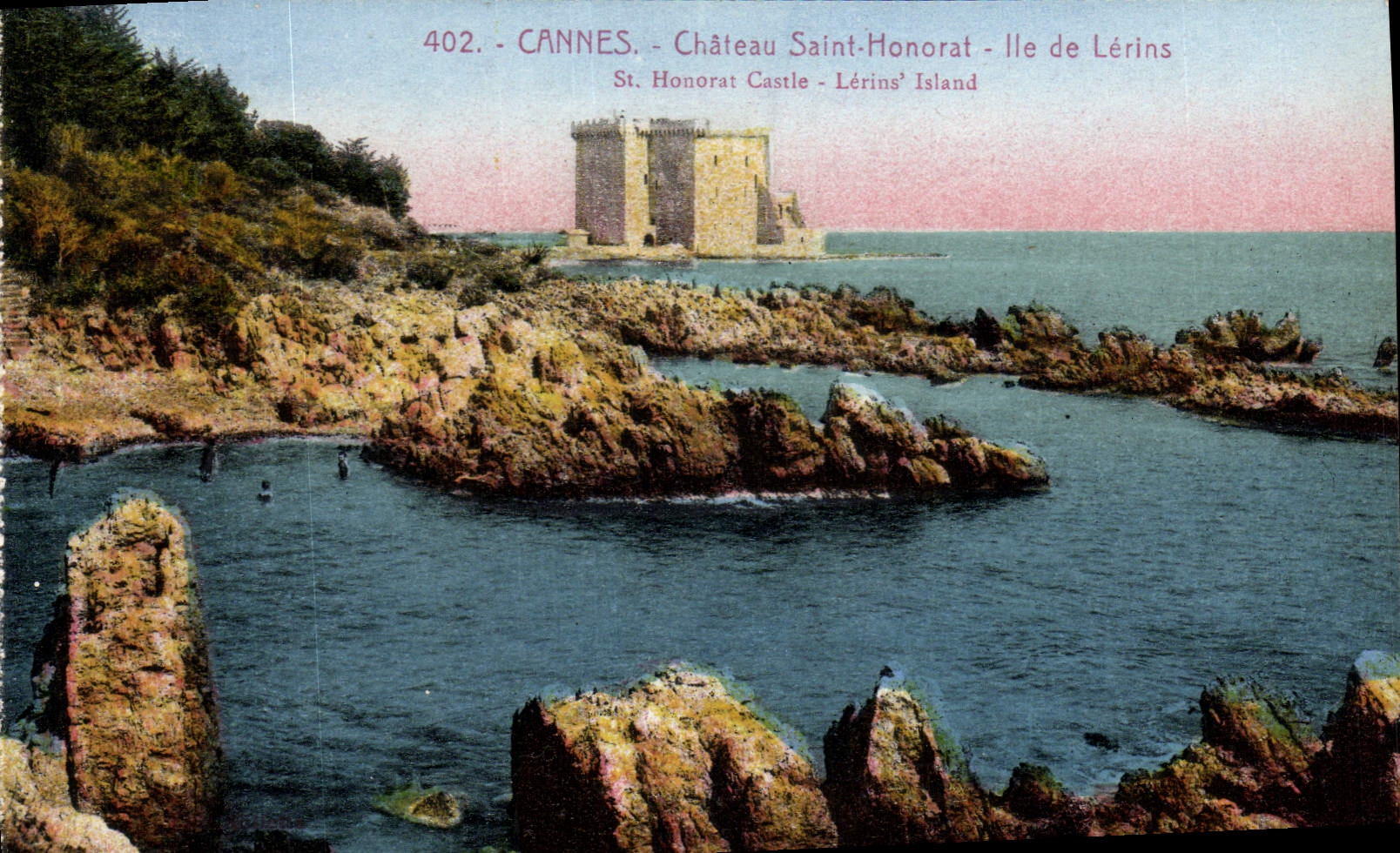 VINTAGE POSTCARD Cannes Holy Castle Honorat Islands of Lerins