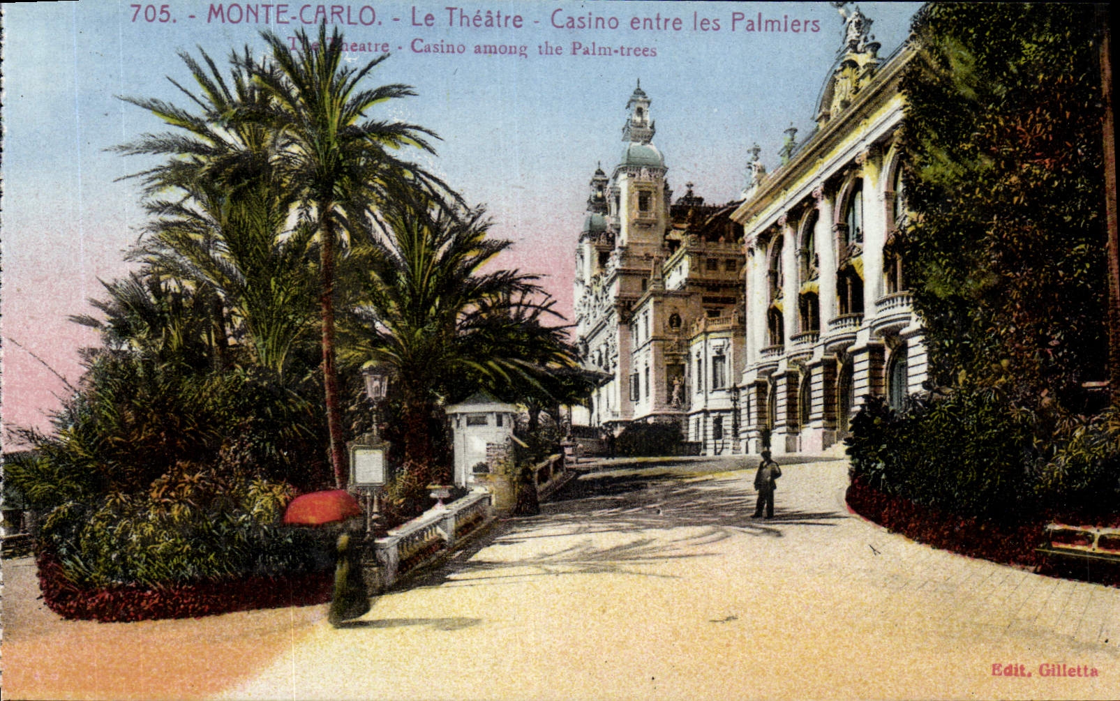 CPA Monte Carlo Le Theatre Casino Entre Les Palmiers