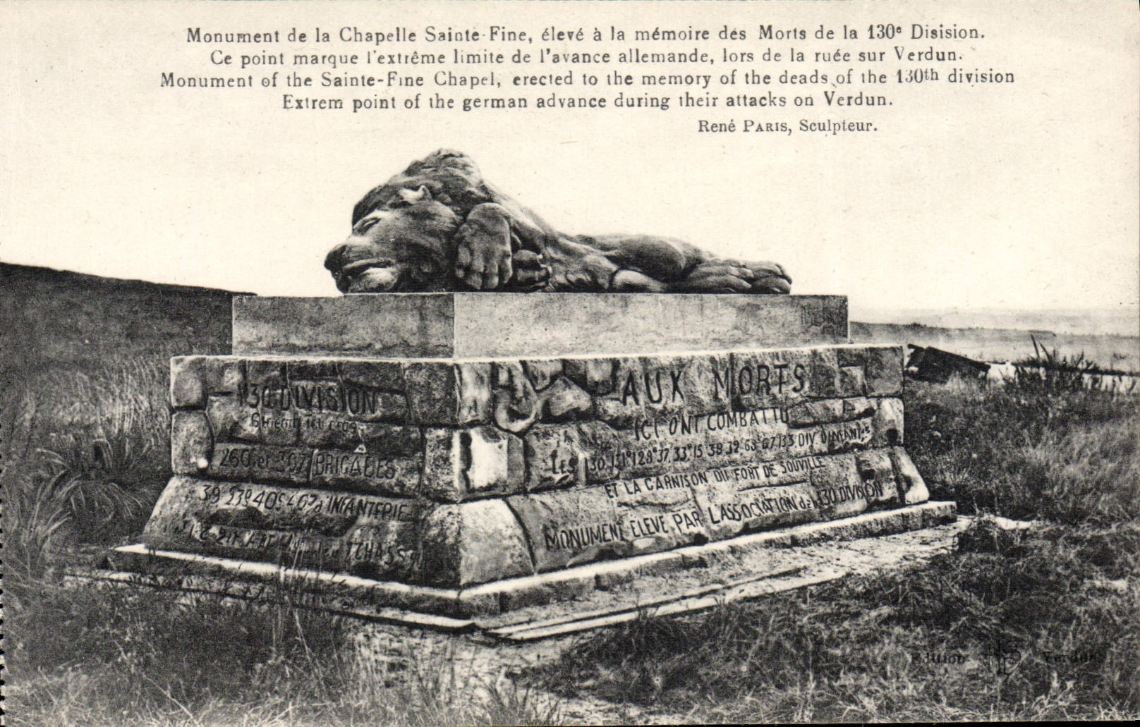 VINTAGE POSTCARD Monument Of the Vault Sainte Fine Militaria