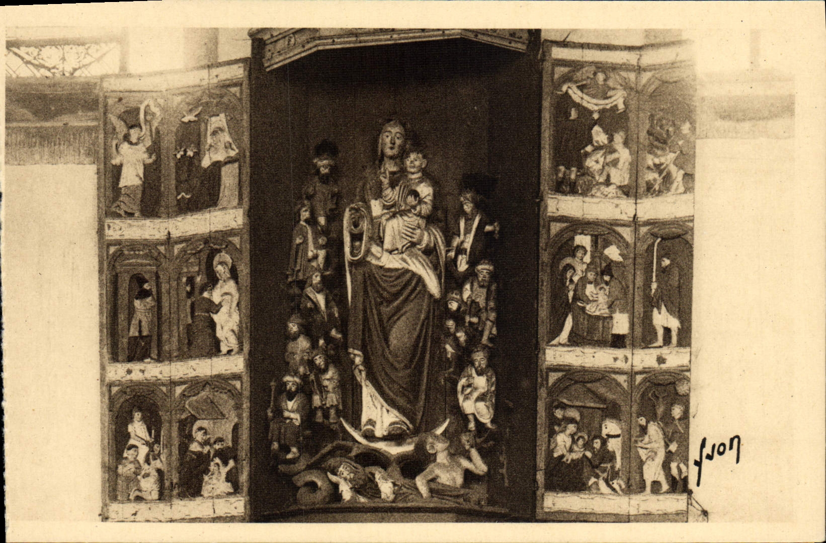 VINTAGE POSTCARD Holy Thegonnec Tryptique Of the Virgin