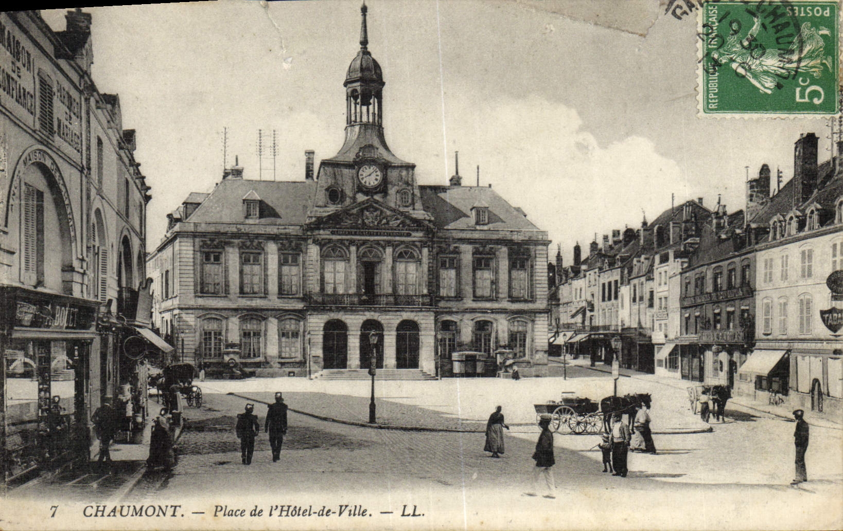VINTAGE POSTCARD Chaumont Places De I' Town hall