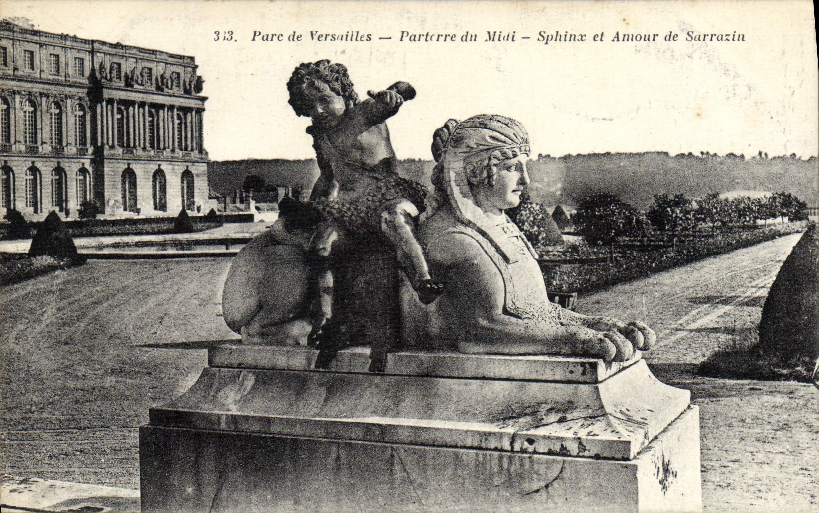 Parque de la POSTAL de la VENDIMIA de piso de Versalles de la esfinge y del Love del sur De Sarrazin