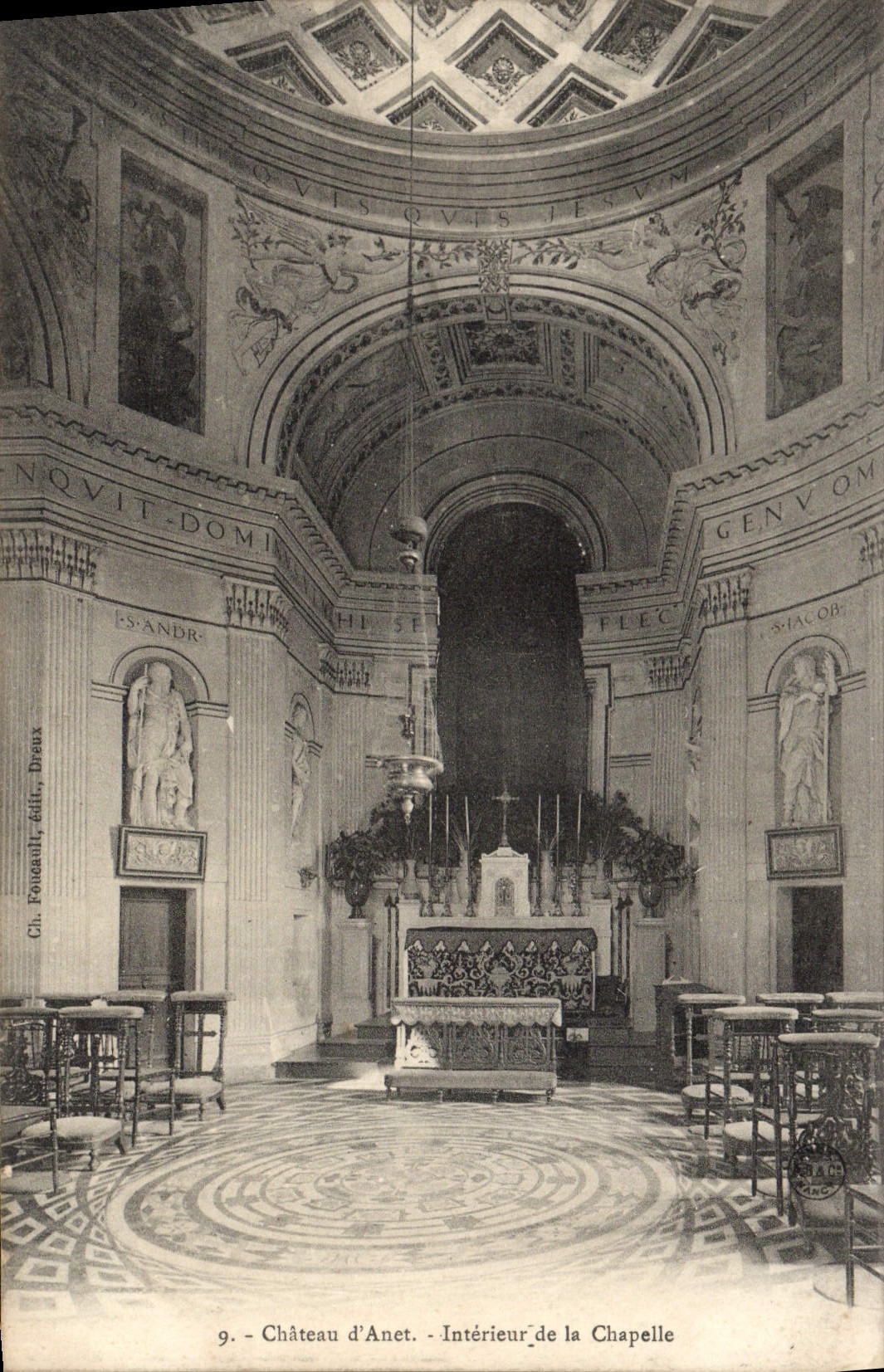 VINTAGE POSTCARD Dreux Castle D' Interior Anet of the vault