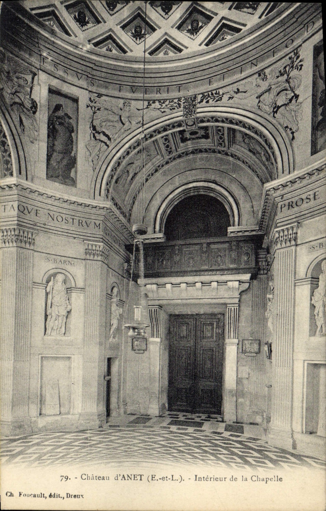 POSTAL Dreux Anet de la VENDIMIA el castillo interior de la cámara acorazada