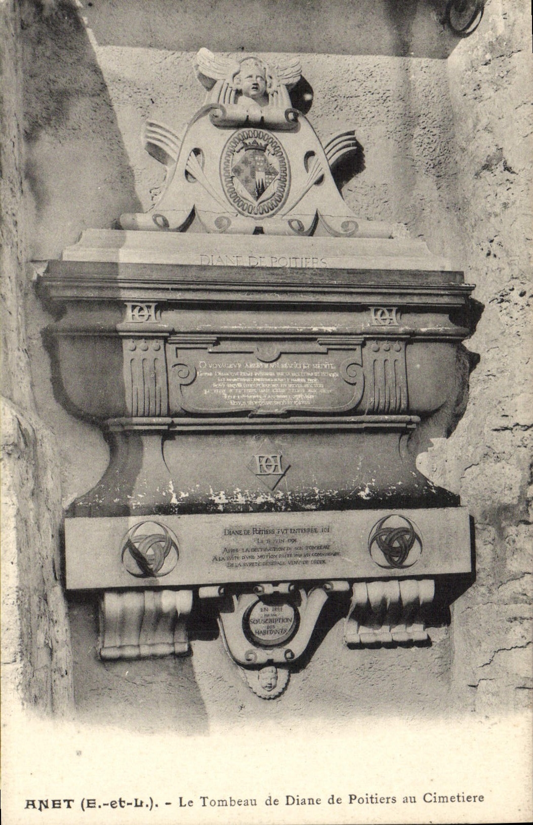 POSTAL Dreux Anet de la VENDIMIA la tumba de Diane de Poitiers al cementerio