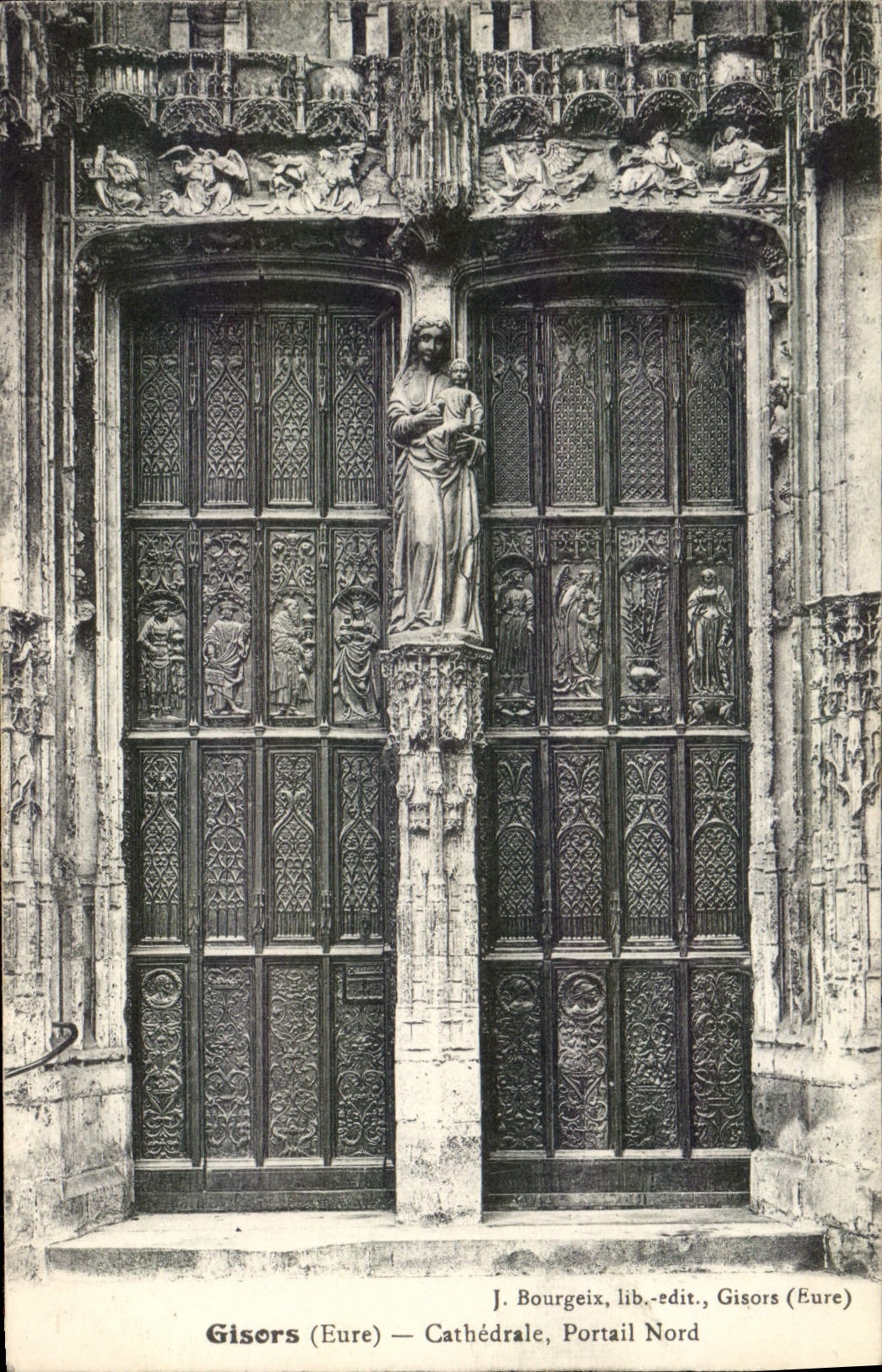 Puerta norteña de la catedral de Gisors de la POSTAL de la VENDIMIA