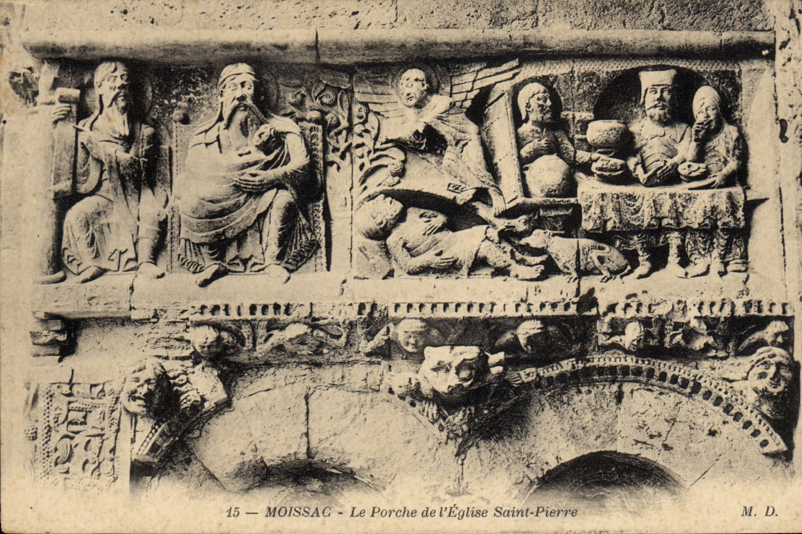 VINTAGE POSTCARD Moissac the Porch De I' Eglise Saint Pierre