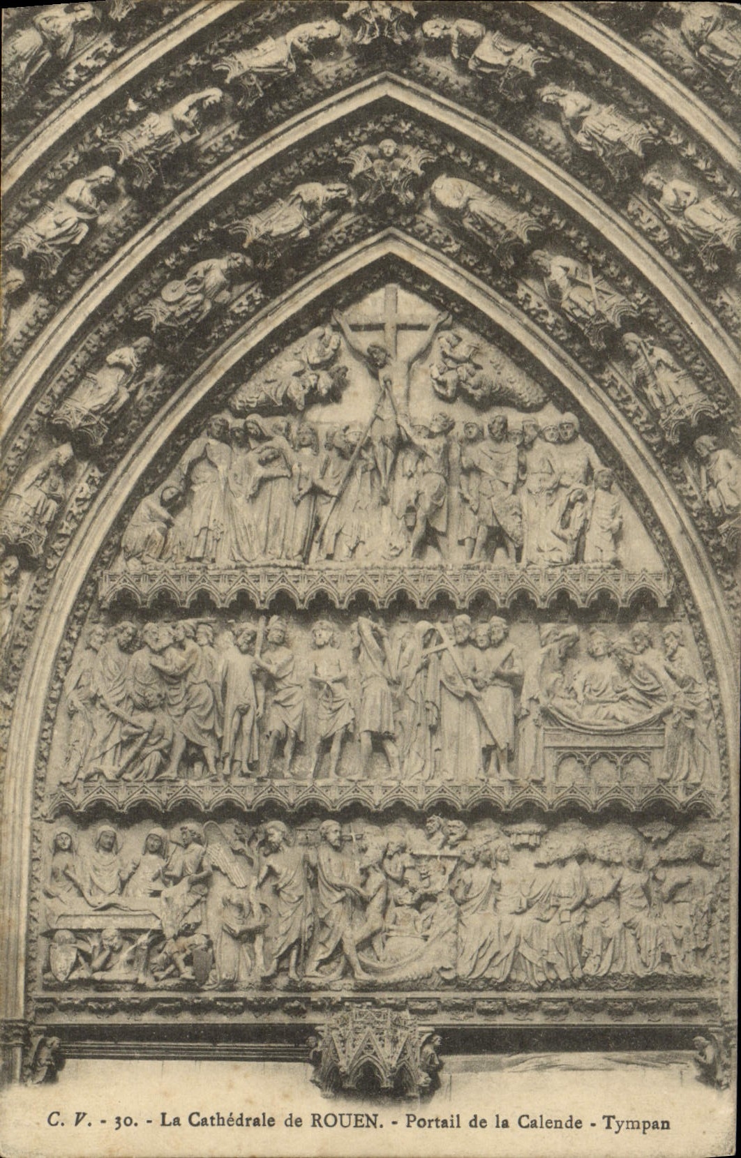 VINTAGE POSTCARD the Cathedral Of Rouen Gate Of the Calend Tympanum