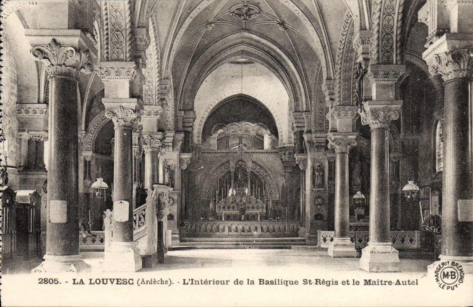 VINTAGE POSTCARD Louvesc Interior Of the Governed Basilicas St And the Master Furnace bridge