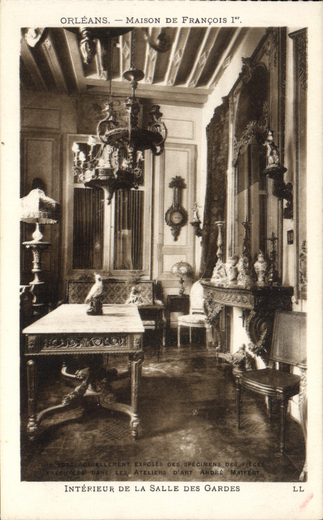 Casa de Orleans de la POSTAL de la VENDIMIA del 1r interior de François del cuarto de los protectores