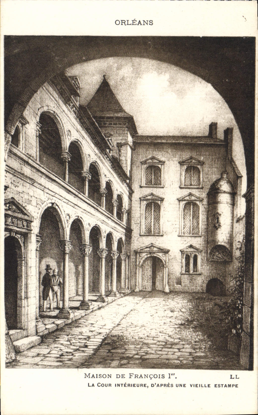 Casa de la POSTAL de la VENDIMIA de la 1ra corte interior de François según una impresión vieja