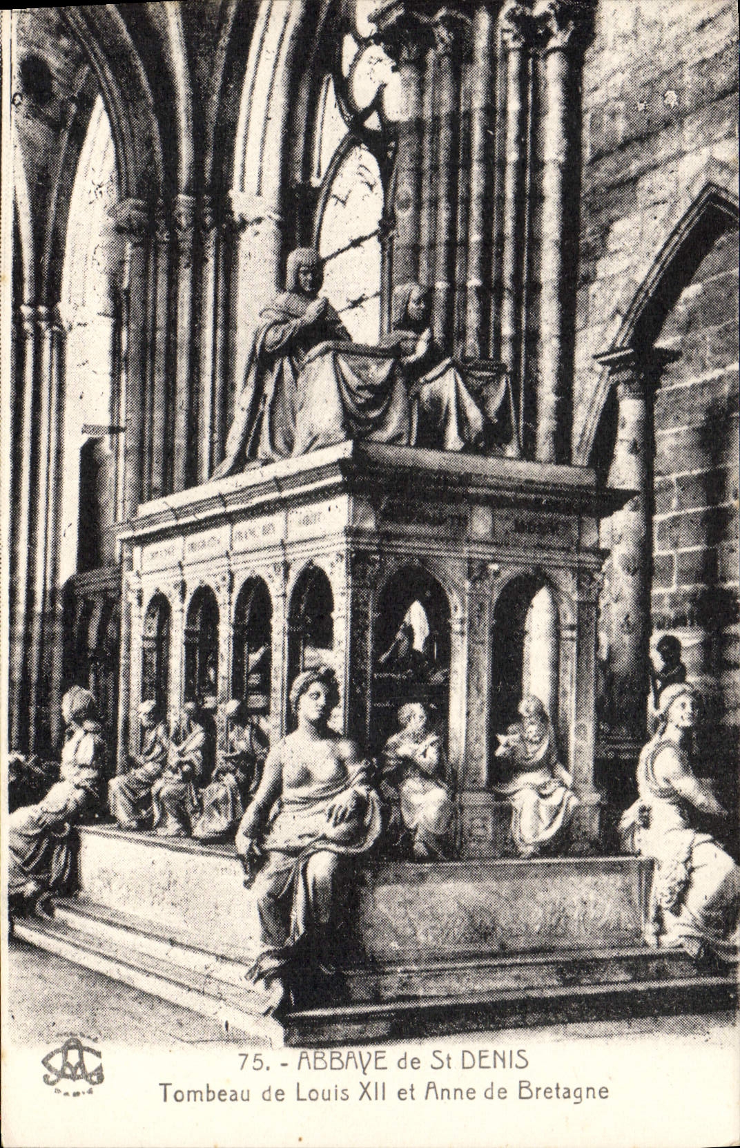 VINTAGE POSTCARD the Abbey Of St Denis Tomb of Louis XII and Anne of Brittany