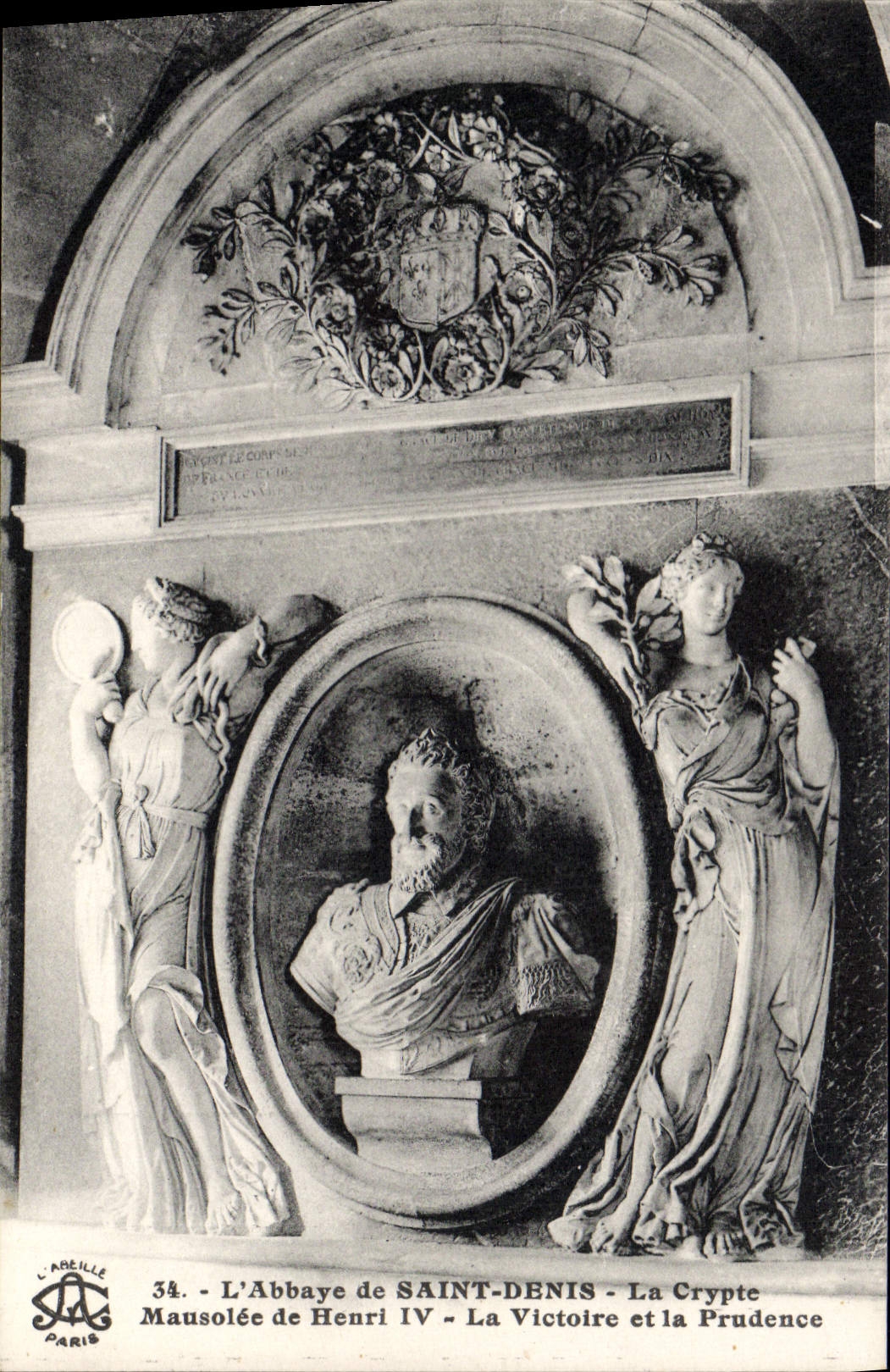 POSTAL de la VENDIMIA la abadía de St Denis el mausoleo de la cripta de Enrique IV el Victoire y la prudencia