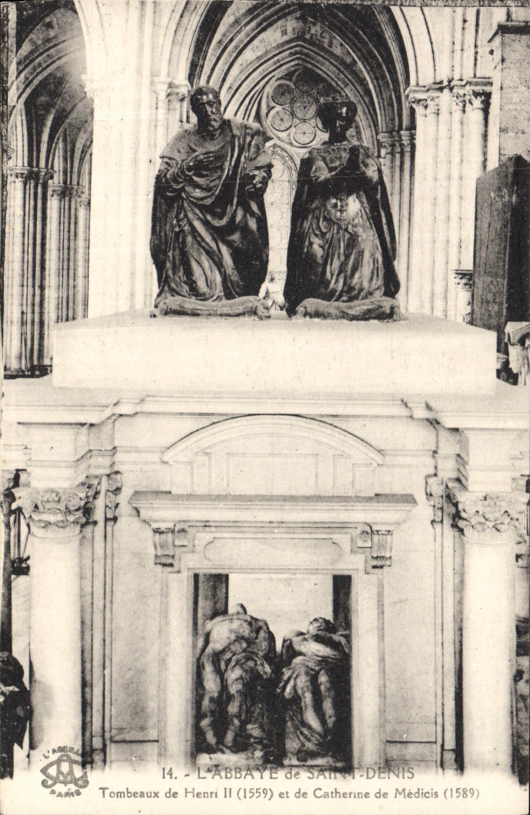 VINTAGE POSTCARD the Abbey Of St Denis Tombs of Henri II and Catherine de Medicis