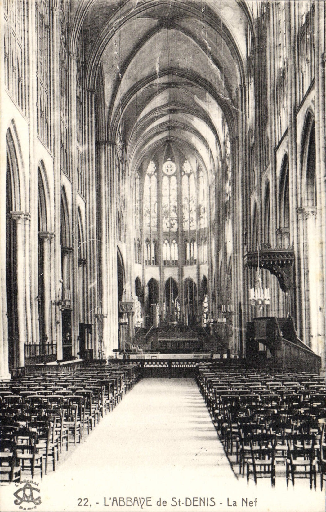 VINTAGE POSTCARD the Abbey Of St Denis the nave