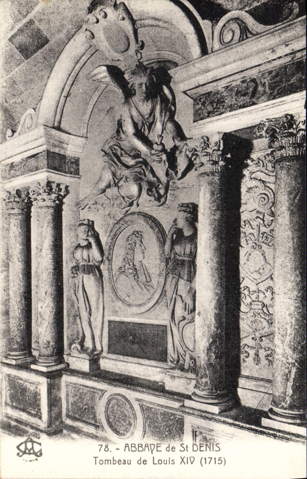 POSTAL de la VENDIMIA la abadía de la tumba del St Denis de louis XIV