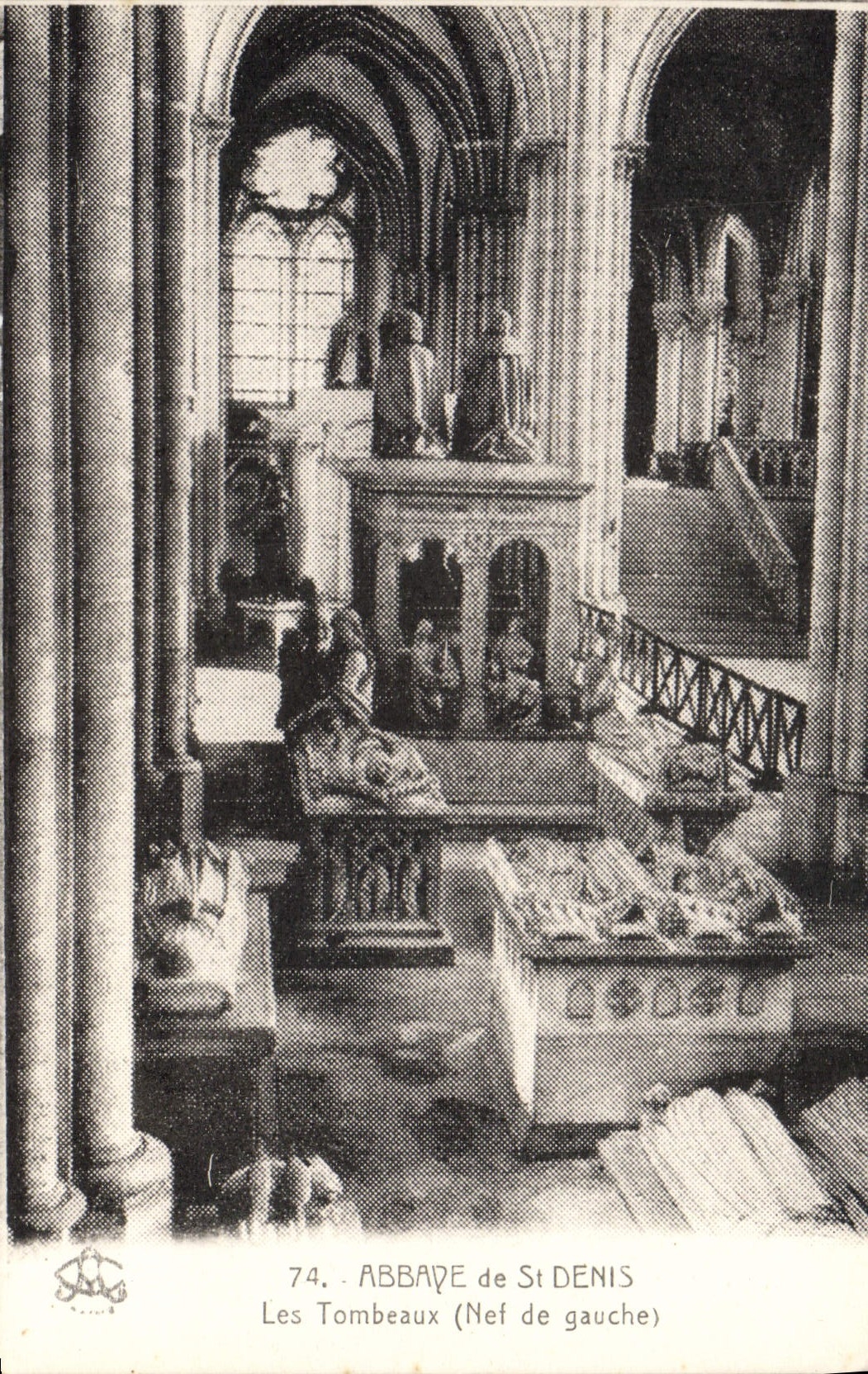 VINTAGE POSTCARD the Abbey Of St Denis the Tombs Nave of left