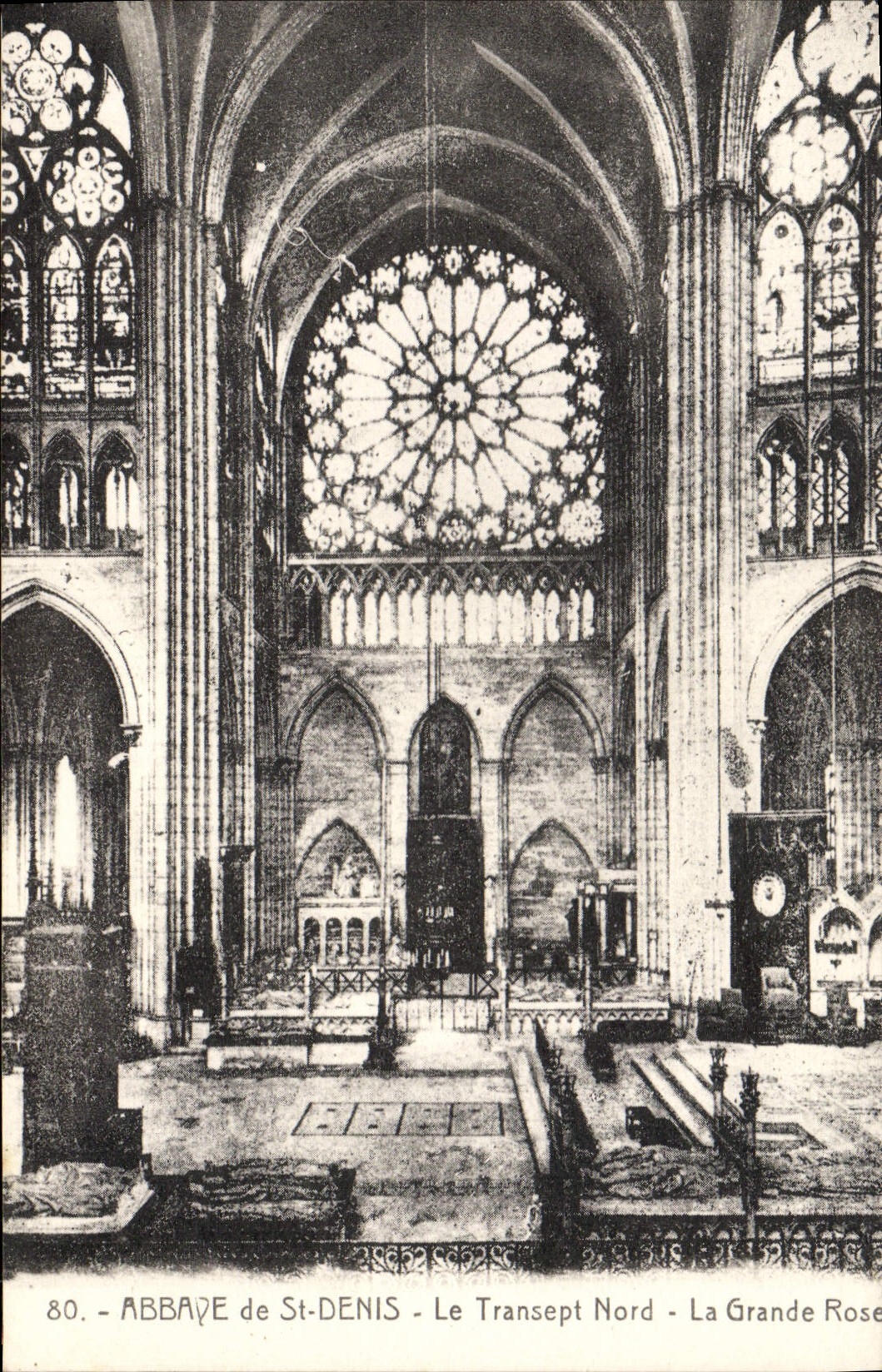 Abadía de la POSTAL de la VENDIMIA de St Denis el Transept norteño la Rose grande