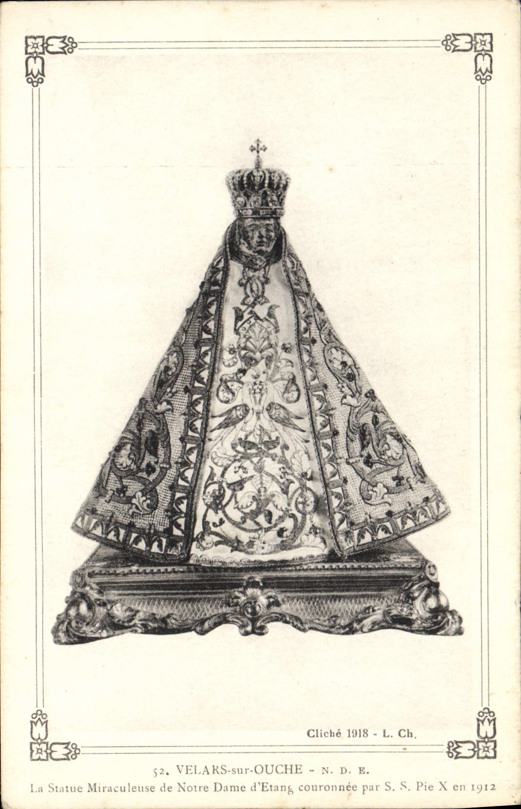 VINTAGE POSTCARD Hedge mustards On Ouche the Miraculous Statue Of Notre Dame d' Etang