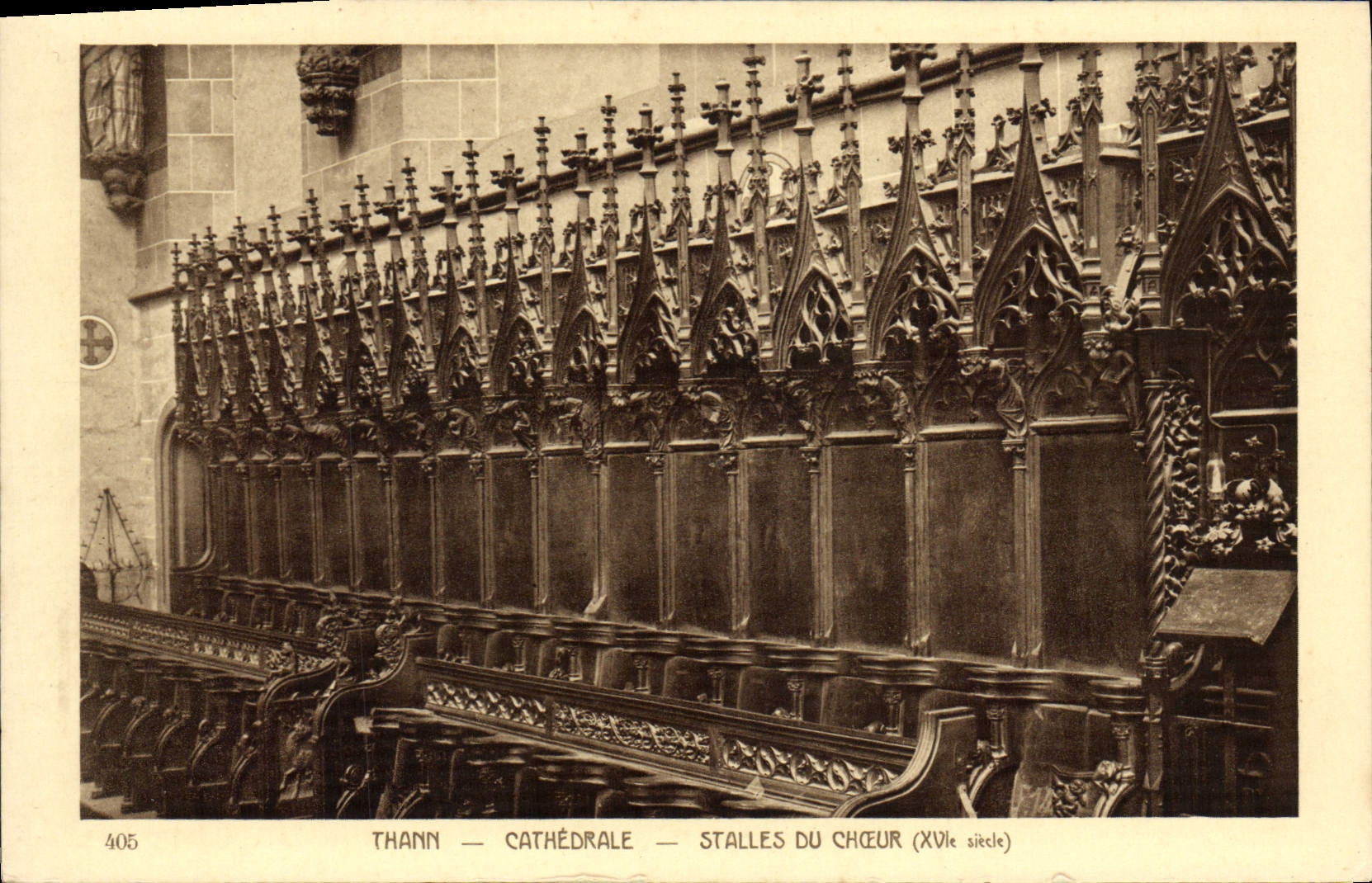 VINTAGE POSTCARD Thann Cathedral Stalls Of the Chorus