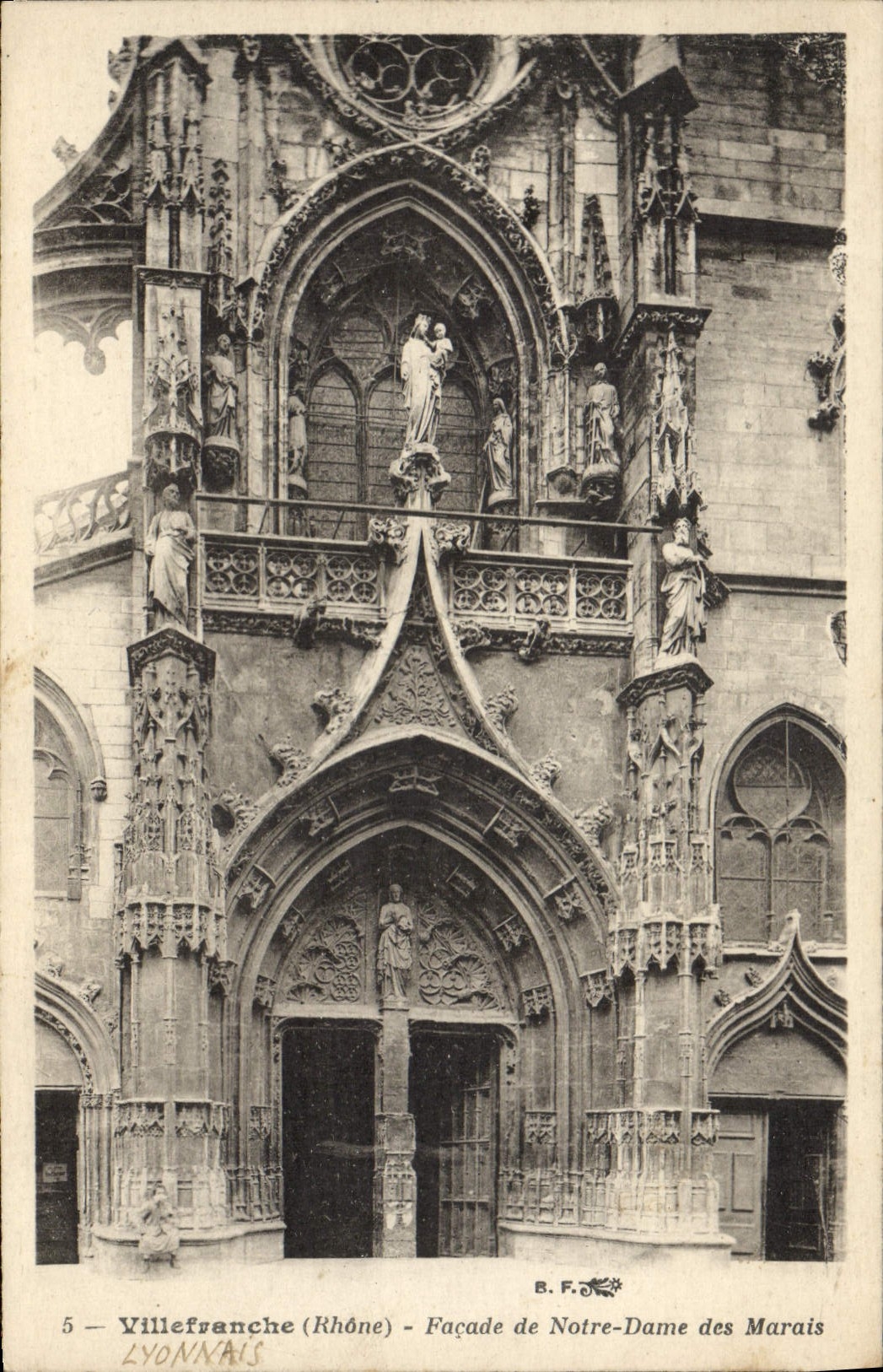 VINTAGE POSTCARD Villefranche Frontage Of Notre Dame Of the Marshes