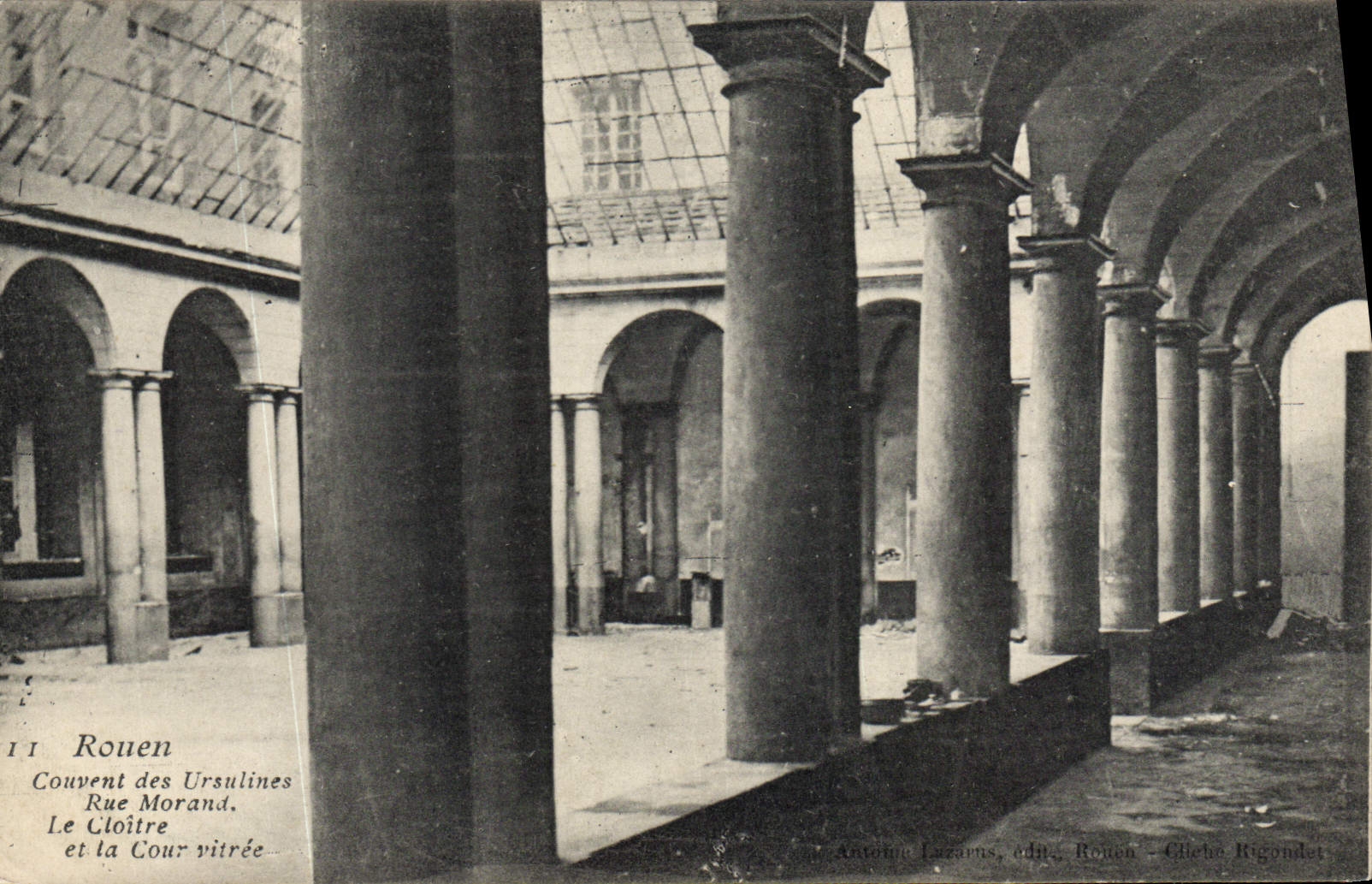 VINTAGE POSTCARD Rouen Brood Ursulines Street Morand the cloister and the court vitree