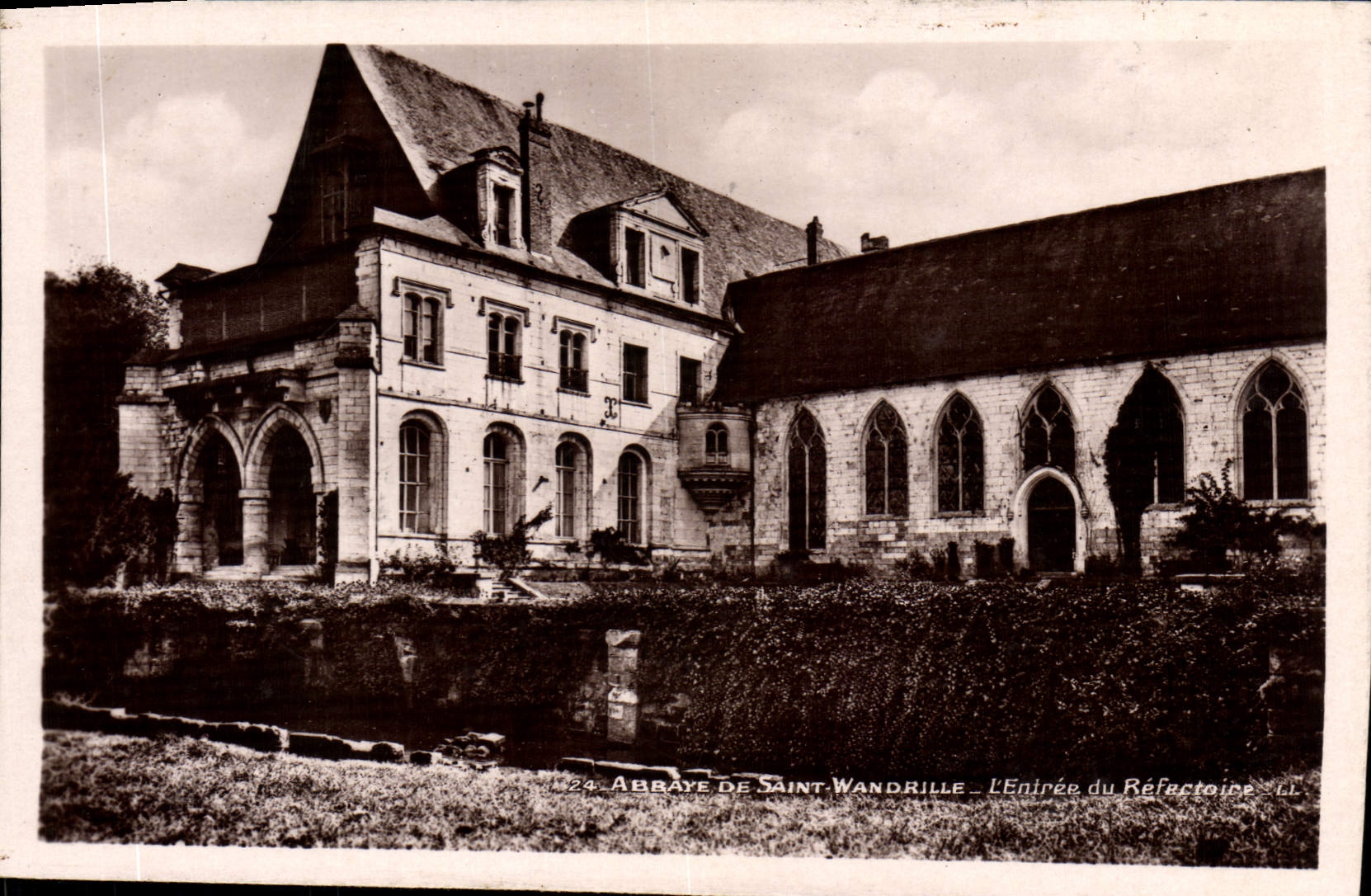 VINTAGE POSTCARD Abbey of St Wandrille the entry of the refectory