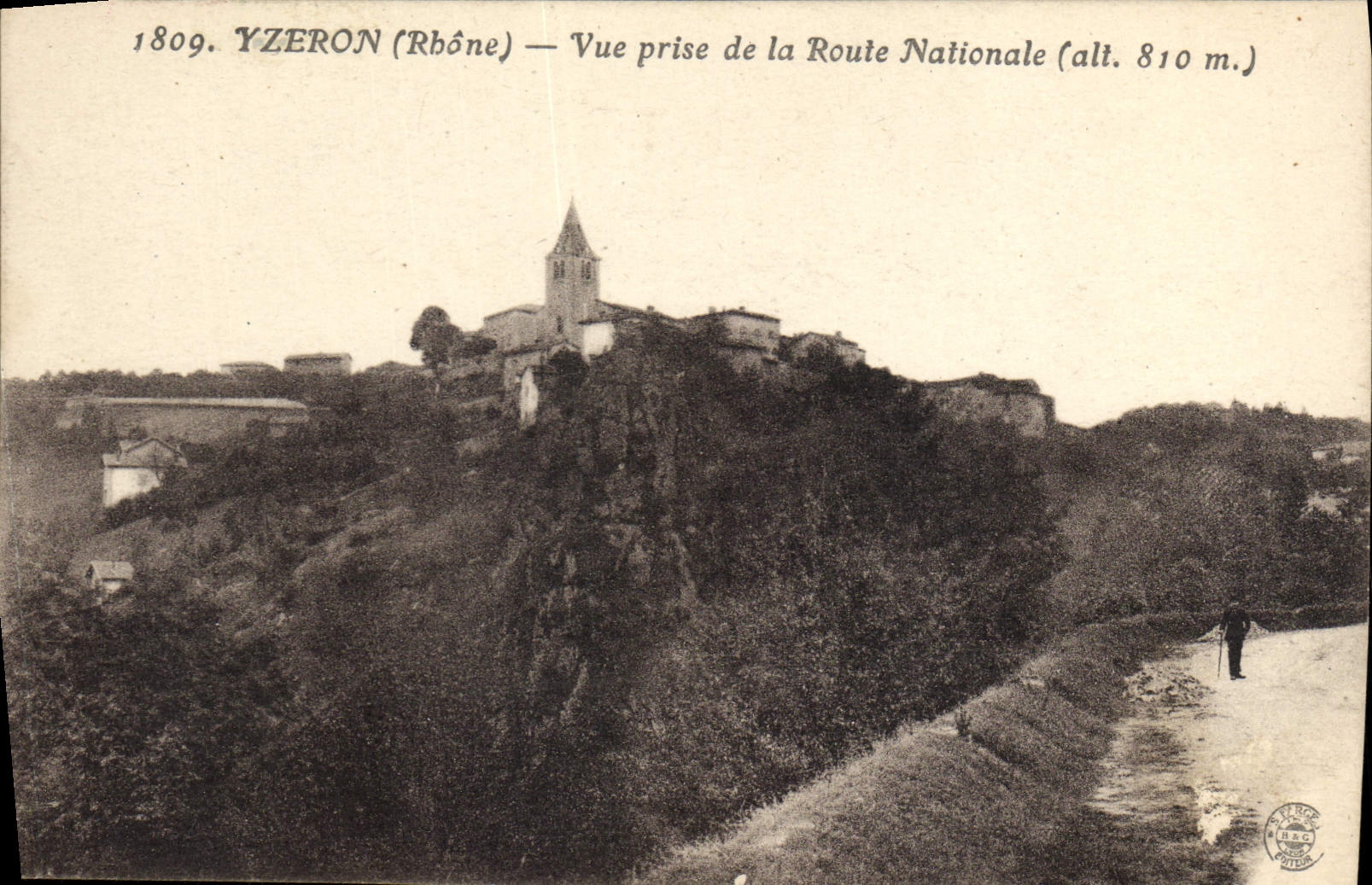 VINTAGE POSTCARD Yzeron Seen from Of the Trunk road