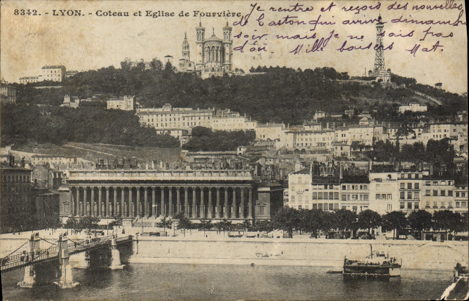 VINTAGE POSTCARD Lyon Slope And Church De Fourviere